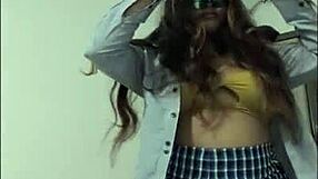 Horny latina student waits for boyfriend to fuck her in uniform