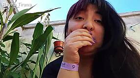 Fat Latina Gives Jerk Off Instructions On The Terrace