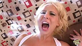 blonde pawg swallows cum after huge dick in big booty