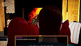 In my new family, the redhead teen shows her big tits.