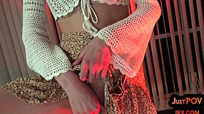 Tattooed redhead teen rides cock in threesome pov with rimming and handjob