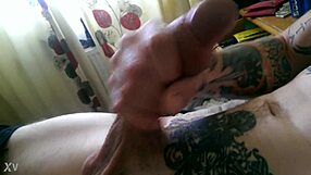 Intriguing 24-Year-Old Strokes His Massive Cock Alone