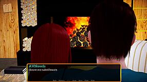 In my new family, the redhead teen shows her big tits.