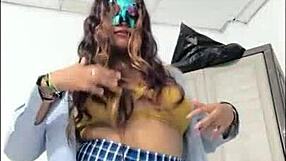 Horny latina student waits for boyfriend to fuck her in uniform