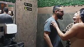 Lene gives her pierced ass to well-endowed guy in swing party bathroom