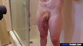 familytwink - spying on redheaded dad in shower for first time