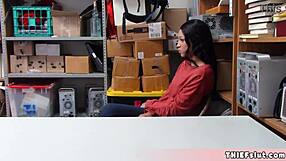 Petite shoplifter feels intense pleasure from mall cop's interracial fucking