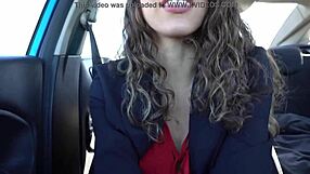 milf masturbates in taxi and cums on boobs