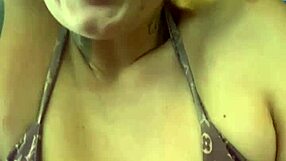 Wet african woman trains in gym bikini sweating on beach ipanema with big natural tits