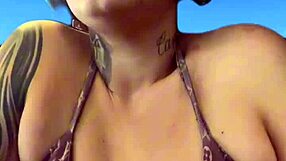 Wet african woman trains in gym bikini sweating on beach ipanema with big natural tits