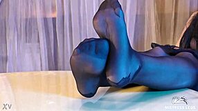 Sexy Goddess In Black Pantyhose Teases With Feet