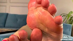 Goddess With Pink Oily Soles And Toes Lazily Teases In Foot Fetish Closeup