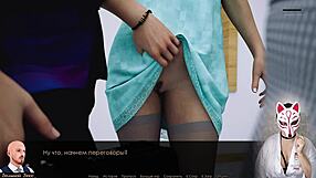 Secretary in stockings plays game at office with upskirt view