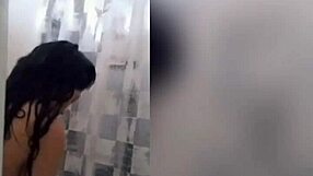 Cute Latina Teen With Tattoos Bathes In Shower, Showing Off Her Body On Webcam