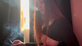 Artemisia Love uses dildo while smoking cigarette