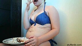 teen eats cake all over her big tits!