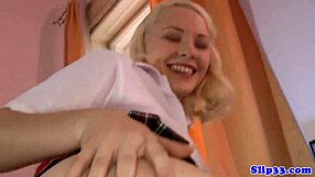 The alluring babe in stockings gets plowed doggystyle by the old man in this old and young scene