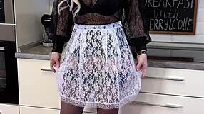 mature cherrylcolle in nylon for breakfast spanking