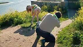 Hey, check this spunky teen model stripping naked outdoors for a hot photoshoot!