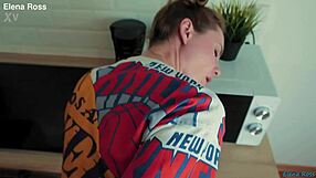 Elena Ross gives handjob during intense workout with monster cock.