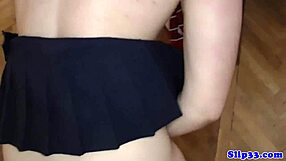 The alluring babe in stockings gets plowed doggystyle by the old man in this old and young scene