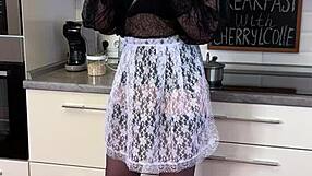 mature cherrylcolle in nylon for breakfast spanking