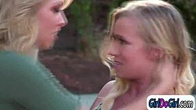 blonde wife sneaks away for steamy face sitting with poolgirl