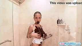 Chocolate covered teen 18+ paris milan gets messy with sweet treats