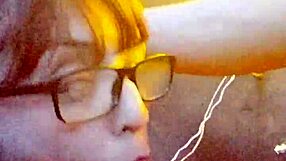 Submissive swallows cock and balls completely