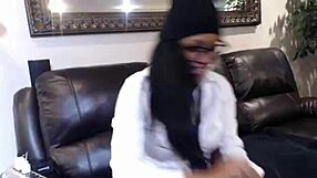 maxine x tests her sex toy with big tits and thick legs bent over