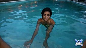 Frida Sante revels in a steamy poolside romp at dusk