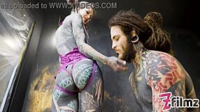 This alt dominatrix takes control, pegging a tattooed worker with dripping intensity