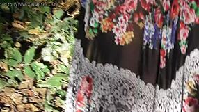 Hairy Mature Woman Flashes Under Dress in Park