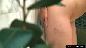 Charlotte Sins gets caught by roommate while shower fucking a dildo intensely