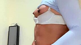 why is this rich trans jerking off her small tits?