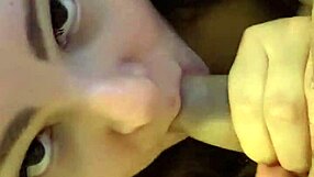 Girl passionately sucks daddy's cock with gagging