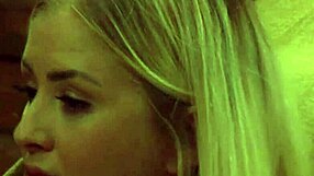 Busty Lesbian Slave with Natural Tits Masturbates Bound by Mistress