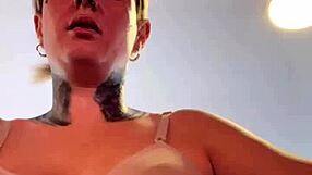 influencer in thong at gym, bodybuilders stare at her wet pussy