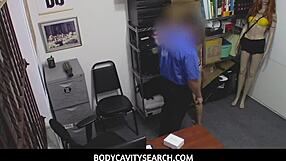 Bodycavitysearch teen shoplifter Ava Eden gets punished with facial in garage