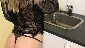 blonde hottie relaxes with legs wide spread