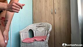 Blonde Babe In Lingerie Has Orgasm From Dildo Masturbation Barefoot