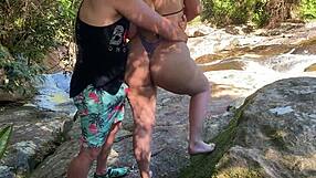 big-assed wife enjoys outdoor activity in the woods