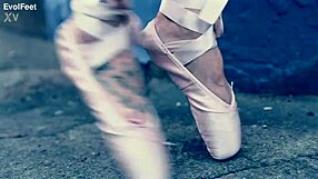 Latina ballerina sucks cock deepthroat, licks toes barefoot in heels