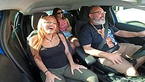 Brazilian milf Kah Fox naked in car with giant ass