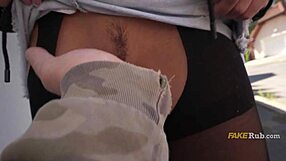 horny latina flashes in public interview begging for fuck