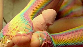 Sexy babe vanillaandcaramel gives footjob while masturbating her pussy.