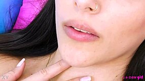 Enchanting Brunette Teen Shows Sexy Body To Father In Law