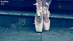 Latina ballerina sucks cock deepthroat, licks toes barefoot in heels