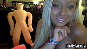 Hot blonde is on free webcam, showing off her tits for voyeur fun! 😍