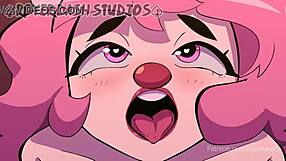 A horny clown girl gets animated in sexy hentai style.